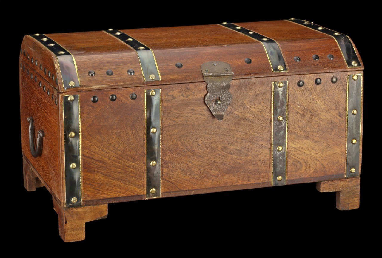 Medieval Wooden Chest - Pirate Treasure Chest with Base