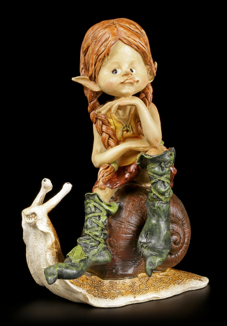 Pixie Figurine - Girl on Snail "What Now?"