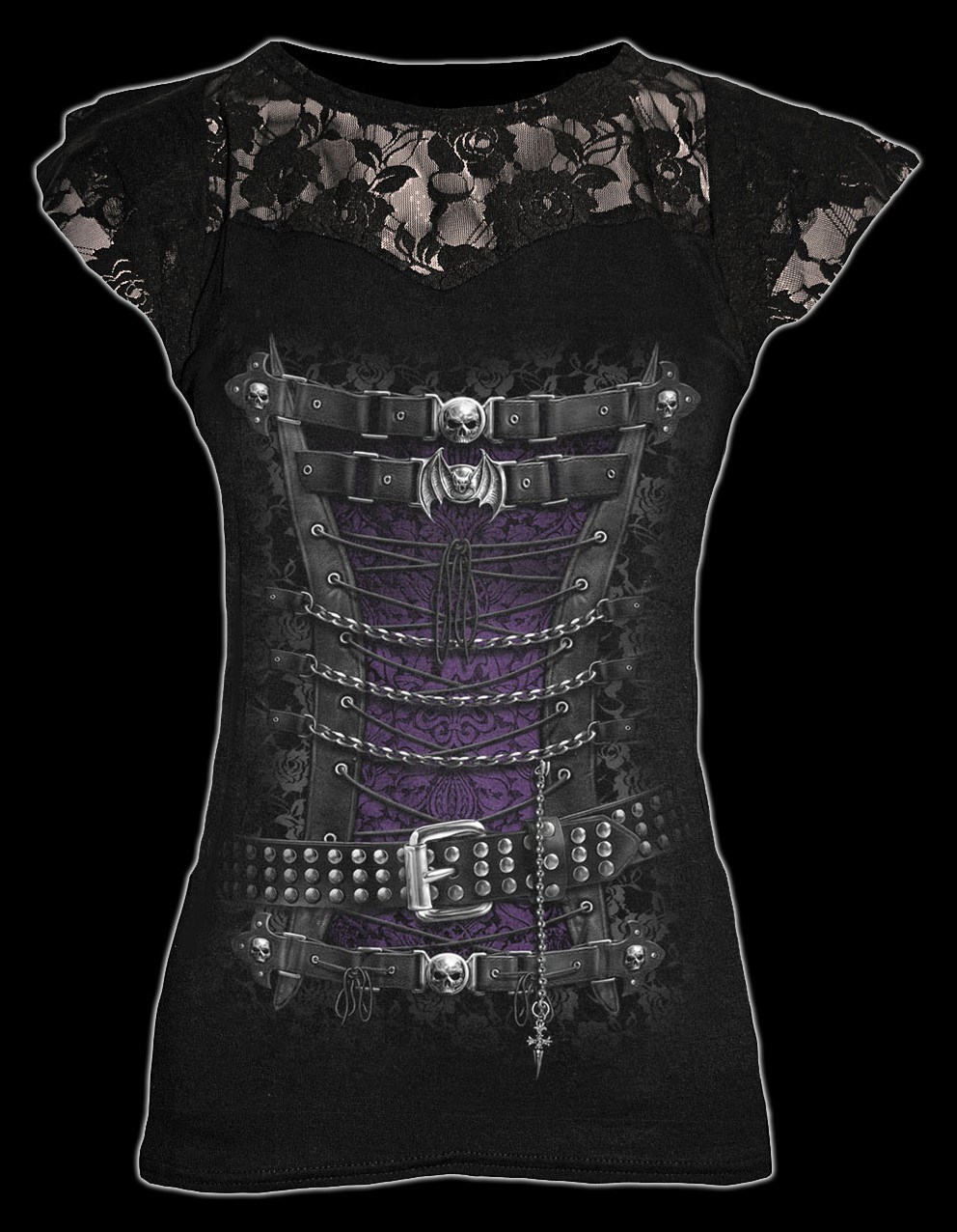 Netz Shirt Damen Gothic - Waisted Corset