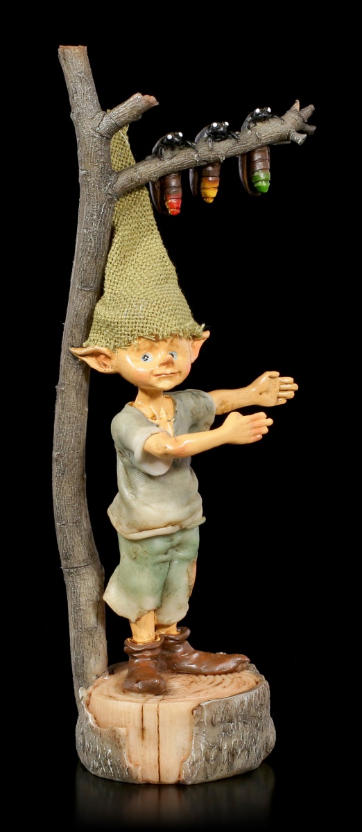 Pixie Elfe mit Pilz und Schnecke Fantasy Kobold Deko Zwerg Figur Gartenfigur